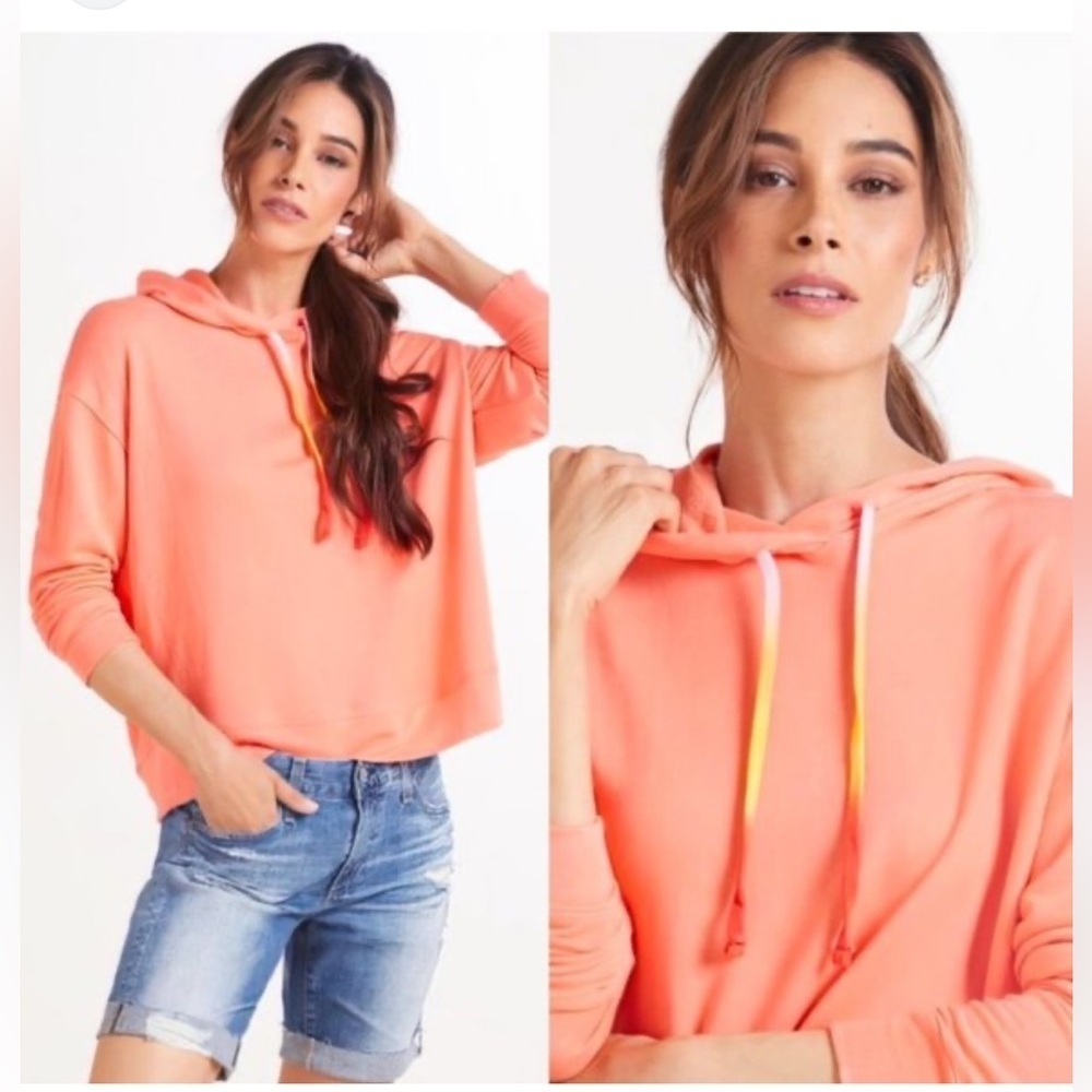 Sundry neon orange ombré rainbow drawstring Coral Hoodie